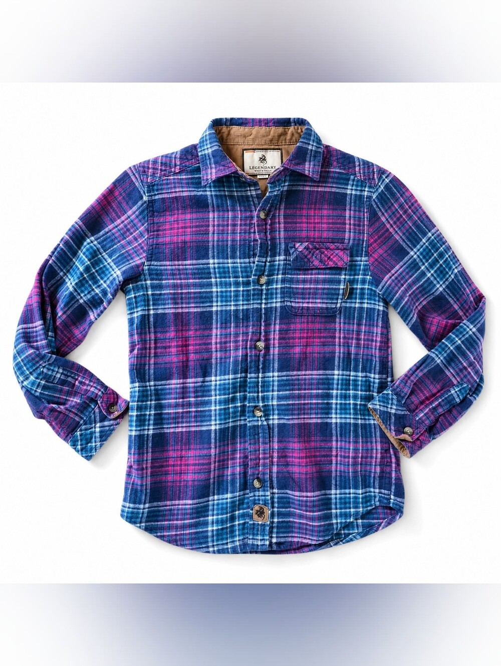 Legendary Whitetails Blue and Pink Plaid Button-Down Shirt